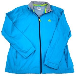 Adidas Jacket Women Large Blue Track Suit Windbreaker Full Zip Performance Wind